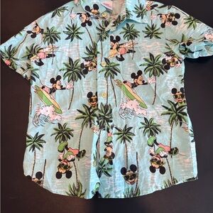 Disney Kids Button Down Shirt - Green with Mickey Mouse